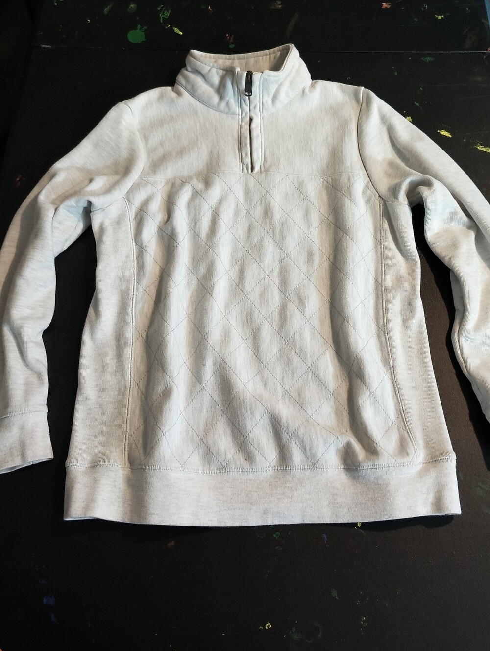 Men's Vintage Champion Light Gray Quarter-Zip Pullover Sweater Pit To Pit 20"